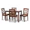 Baxton Studio Abilene Brown Upholstered and Walnut Finished 5-Piece Wood Dining Set 154-8035-8959 - alternate 1